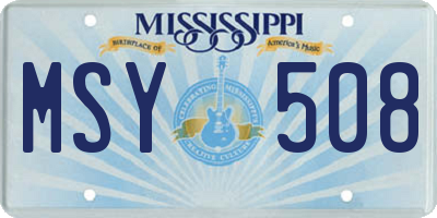 MS license plate MSY508