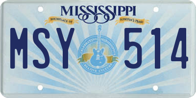 MS license plate MSY514