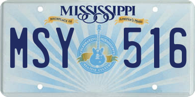 MS license plate MSY516