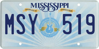 MS license plate MSY519