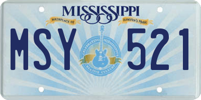 MS license plate MSY521