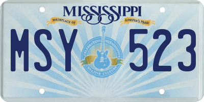 MS license plate MSY523