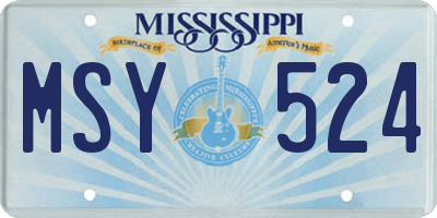 MS license plate MSY524