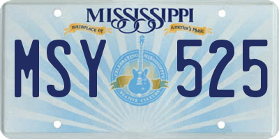 MS license plate MSY525