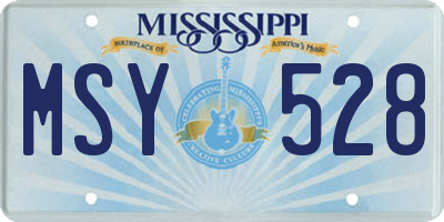 MS license plate MSY528