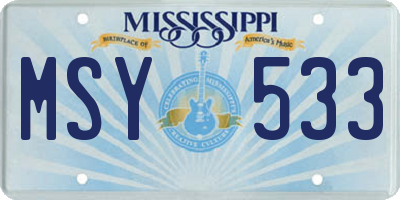 MS license plate MSY533