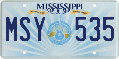 MS license plate MSY535
