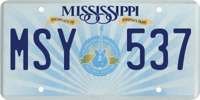 MS license plate MSY537