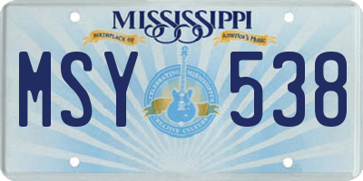MS license plate MSY538