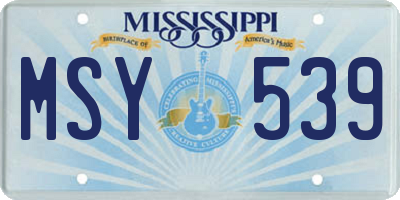 MS license plate MSY539