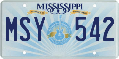 MS license plate MSY542