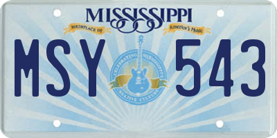 MS license plate MSY543