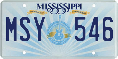 MS license plate MSY546