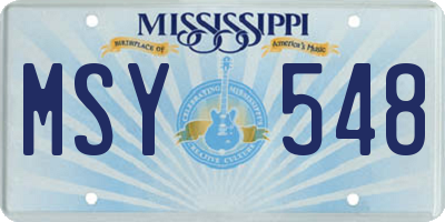MS license plate MSY548