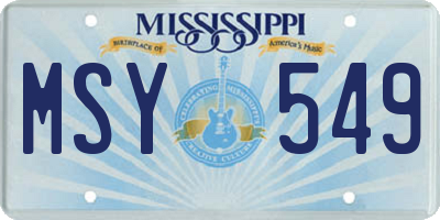 MS license plate MSY549