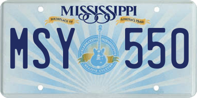MS license plate MSY550