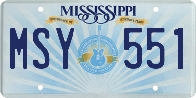 MS license plate MSY551