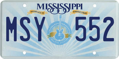 MS license plate MSY552