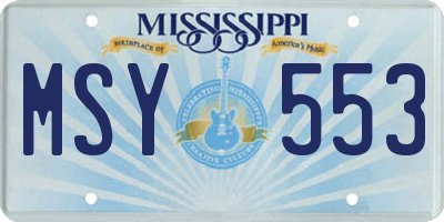 MS license plate MSY553
