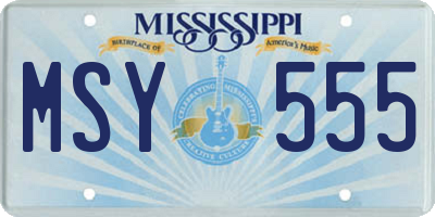 MS license plate MSY555