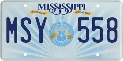 MS license plate MSY558