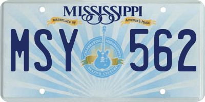 MS license plate MSY562