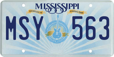 MS license plate MSY563