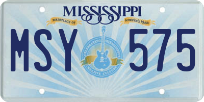 MS license plate MSY575
