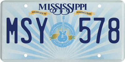 MS license plate MSY578