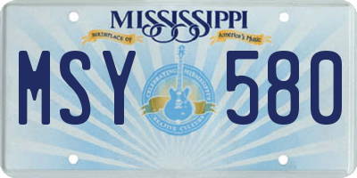 MS license plate MSY580