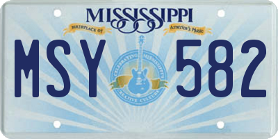 MS license plate MSY582