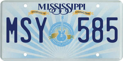 MS license plate MSY585