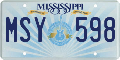 MS license plate MSY598