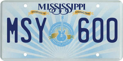 MS license plate MSY600
