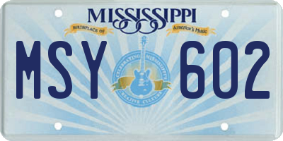 MS license plate MSY602