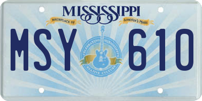 MS license plate MSY610