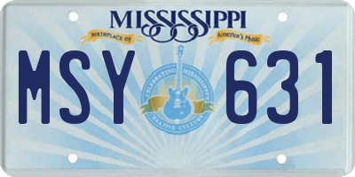 MS license plate MSY631