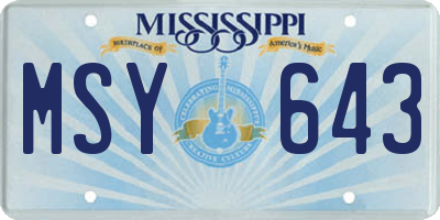 MS license plate MSY643