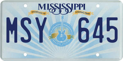 MS license plate MSY645