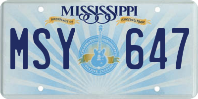 MS license plate MSY647