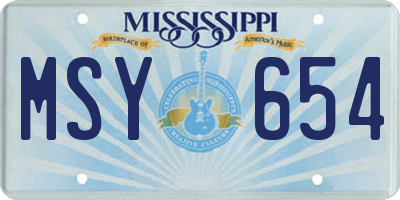 MS license plate MSY654