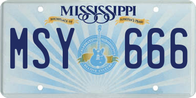 MS license plate MSY666