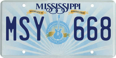 MS license plate MSY668