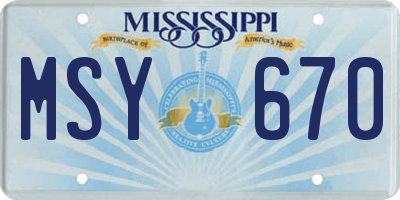MS license plate MSY670