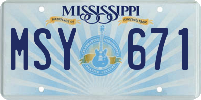 MS license plate MSY671