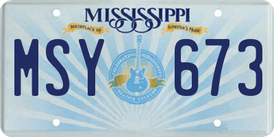 MS license plate MSY673