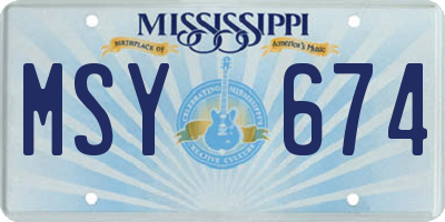 MS license plate MSY674