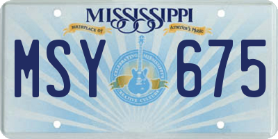 MS license plate MSY675