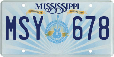 MS license plate MSY678