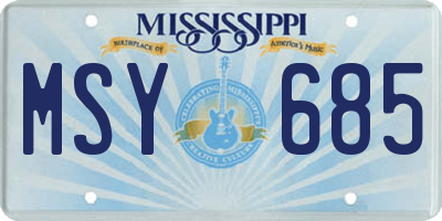 MS license plate MSY685